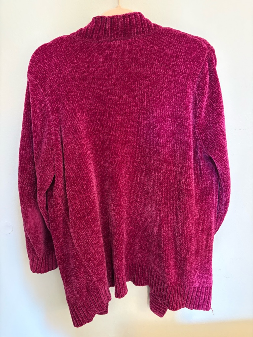LOFT Chenille Open-Front Cardigan - Raspberry Pink - Picture 3 of 4